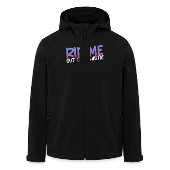 RIP ME OUT THE PLASTIC: Ausdrucksstarke Botschaft - Recycelte Männer Softshell-Jacke von Stanley/Stella - Schwarz - Vorne - AI Model Male 185 light (185cm)