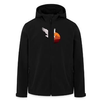 Adler mit Sonnenuntergang Hintergrund Eagle with - Recycelte Männer Softshell-Jacke von Stanley/Stella - Schwarz - Vorne - AI Model Male 185 light (185cm)