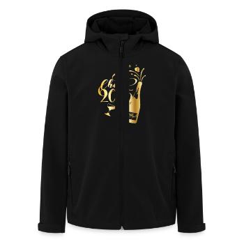 Cheers 2025 – New Year's Eve design with sparkling wine and glasses - Men’s Recycled Softshell Jacket by Stanley/Stella - black - Front - AI Model Male 185 light (185cm)