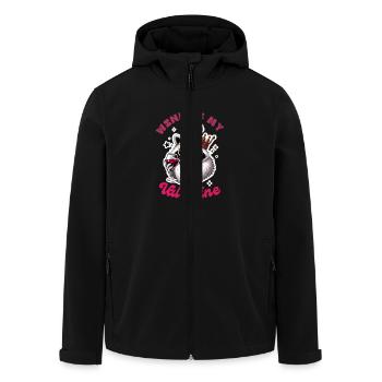 Wine is My Valentine: Raccoon with Wine Glass - Men’s Recycled Softshell Jacket by Stanley/Stella - black - Front - AI Model Male 185 light (185cm)