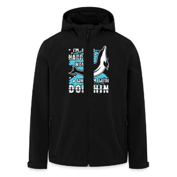 Dolphin Happy With Dolphin - Men’s Recycled Softshell Jacket by Stanley/Stella - black - Front - AI Model Male 185 light (185cm)