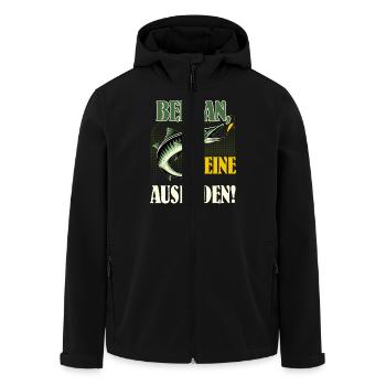 Angler BEISS AN KEINE AUSREDEN! Lustiges Hecht - Recycelte Männer Softshell-Jacke von Stanley/Stella - Schwarz - Vorne - AI Model Male 185 light (185cm)