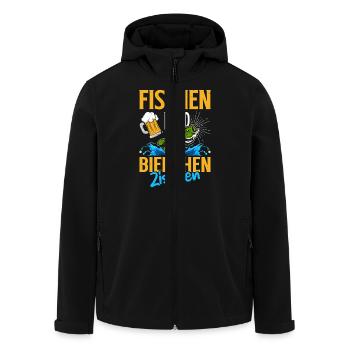 FISCHEN UND BIERCHEN ZISCHEN Lustiges Angler - Recycelte Männer Softshell-Jacke von Stanley/Stella - Schwarz - Vorne - AI Model Male 185 light (185cm)