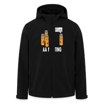 AA Meeting Witziges Batterie Cartoon Design - Recycelte Männer Softshell-Jacke von Stanley/Stella - Schwarz - Vorne - AI Model Male 185 light (185cm)