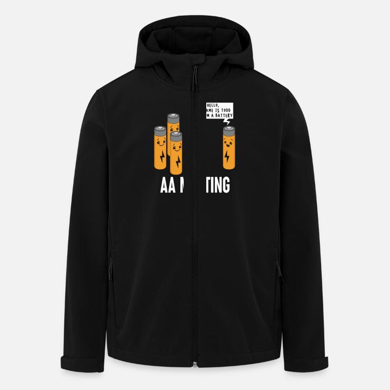 AA Meeting Witziges Batterie Cartoon Design - Recycelte Männer Softshell-Jacke von Stanley/Stella - Schwarz