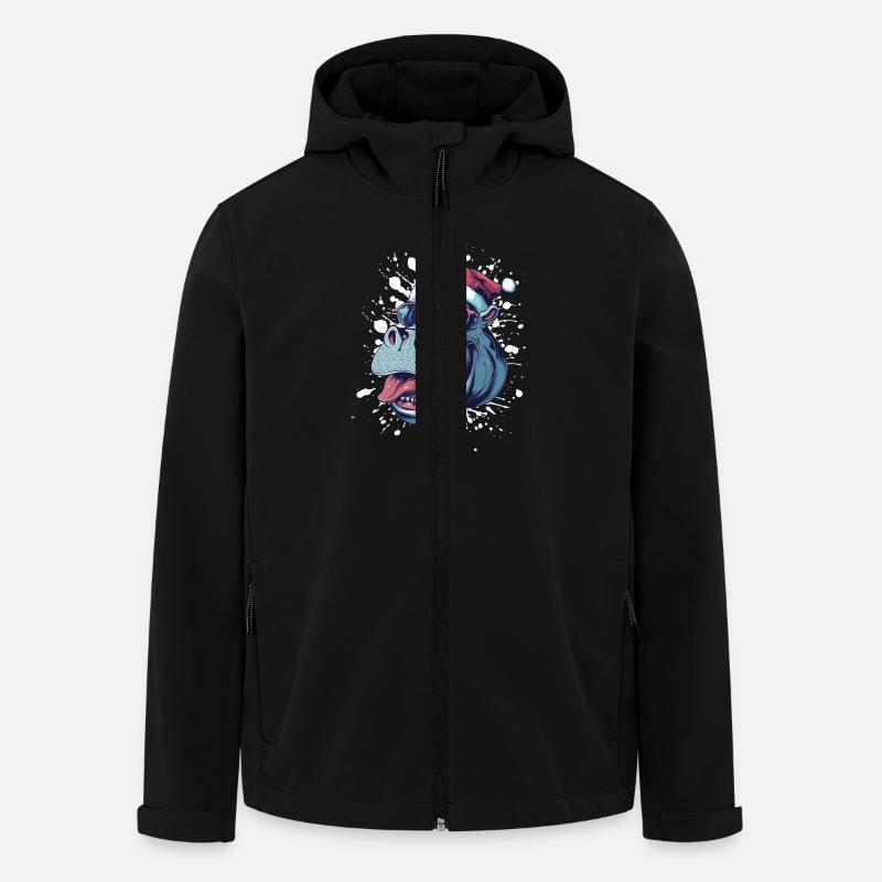 Hippopotame Noël Drôle - Veste softshell homme en polyester recyclé Stanley/Stella - noir