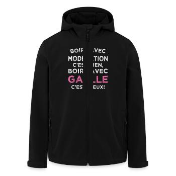 Super Gaelle humorous aperitif drinking with Gaelle - Men’s Recycled Softshell Jacket by Stanley/Stella - black - Front - AI Model Male 185 light (185cm)