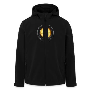 Handgefertigtes Holzdesign Handcrafted Woodworking - Recycelte Männer Softshell-Jacke von Stanley/Stella - Schwarz - Vorne - AI Model Male 185 light (185cm)