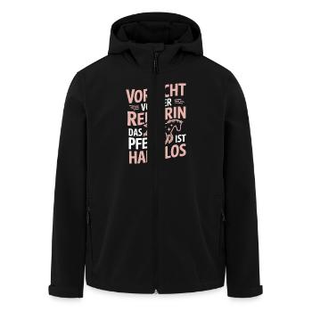 Vorsicht Vor Der Reiterin Pferd Pferdeliebhaber - Recycelte Männer Softshell-Jacke von Stanley/Stella - Schwarz - Vorne - AI Model Male 185 light (185cm)