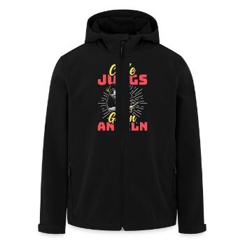 Angler Outfit COOLE JUNGS GEHEN ANGELN Lustiges - Recycelte Männer Softshell-Jacke von Stanley/Stella - Schwarz - Vorne - AI Model Male 185 light (185cm)