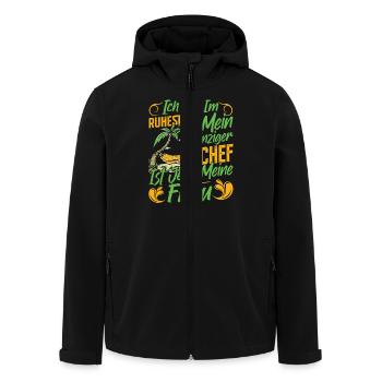 Rentner IM RUHESTAND MEIN EINZIGER CHEF MEINE FRAU - Recycelte Männer Softshell-Jacke von Stanley/Stella - Schwarz - Vorne - AI Model Male 185 light (185cm)