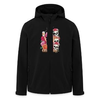 Stilvolle Frau mit Kaffee und Blumenkunst - Recycelte Männer Softshell-Jacke von Stanley/Stella - Schwarz - Vorne - AI Model Male 185 light (185cm)