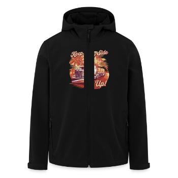 Trucker Keep The Shiny Side Up - Men’s Recycled Softshell Jacket by Stanley/Stella - black - Front - AI Model Male 185 light (185cm)
