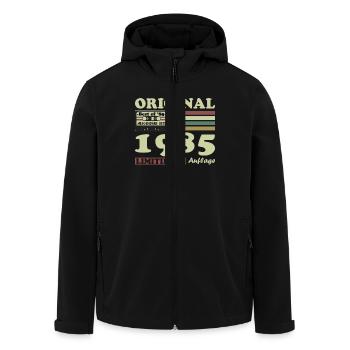 Original 1985 Vintage Birthday Gift - Men’s Recycled Softshell Jacket by Stanley/Stella - black - Front - AI Model Male 185 light (185cm)