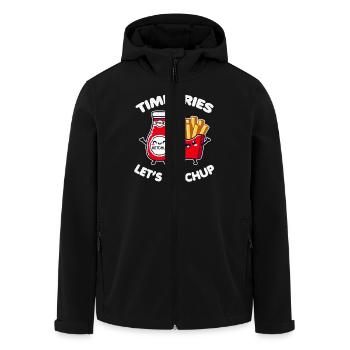 Time Fries Let's Ketchup Wortspiel - Recycelte Männer Softshell-Jacke von Stanley/Stella - Schwarz - Vorne - AI Model Male 185 light (185cm)