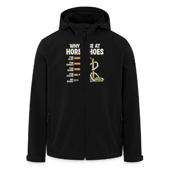 Warum Ich Bei Hufeisen Verliere Humorvolle Grafik - Recycelte Männer Softshell-Jacke von Stanley/Stella - Schwarz - Vorne - AI Model Male 185 light (185cm)