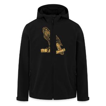 Goshawk Geometric - Men’s Recycled Softshell Jacket by Stanley/Stella - black - Front - AI Model Male 185 light (185cm)