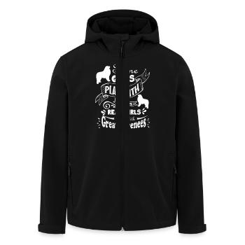 Real Girls Play With Great Pyrenees - Men’s Recycled Softshell Jacket by Stanley/Stella - black - Front - AI Model Male 185 light (185cm)