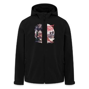 Sonnenuntergang Desert Vibes Urlaub Abenteuer - Recycelte Männer Softshell-Jacke von Stanley/Stella - Schwarz - Vorne - AI Model Male 185 light (185cm)