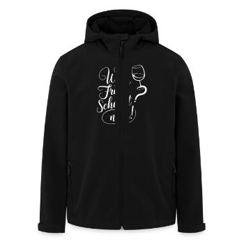 Wer fragt schenkt nach - Recycelte Männer Softshell-Jacke von Stanley/Stella - Schwarz - Vorne - AI Model Male 185 light (185cm)