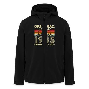 40 Jahre Geboren im Januar 1985 - Recycelte Männer Softshell-Jacke von Stanley/Stella - Schwarz - Vorne - AI Model Male 185 light (185cm)