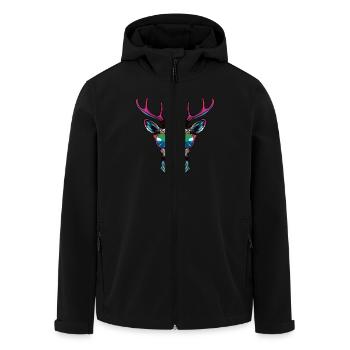 Hirsch Kopf Porträt Cool - Recycelte Männer Softshell-Jacke von Stanley/Stella - Schwarz - Vorne - AI Model Male 185 light (185cm)