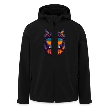 Owl Head Portrait Cool - Men’s Recycled Softshell Jacket by Stanley/Stella - black - Front - AI Model Male 185 light (185cm)