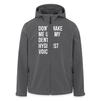 don't make me use my dental hygienist voice - Men’s Recycled Softshell Jacket by Stanley/Stella - anthracite - Front - AI Model Male 185 light (185cm)