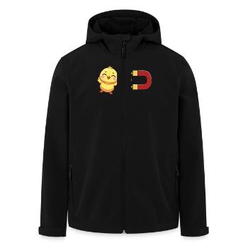 Süßes Küken Mit Magnet: Anziehungskraft Des Kükens - Recycelte Männer Softshell-Jacke von Stanley/Stella - Schwarz - Vorne - AI Model Male 185 light (185cm)