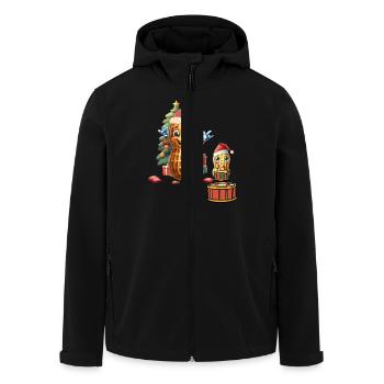 Cacahuète Noël Noël Père Noël - Veste softshell homme en polyester recyclé Stanley/Stella - noir - Devant - AI Model Male 185 light (185cm)