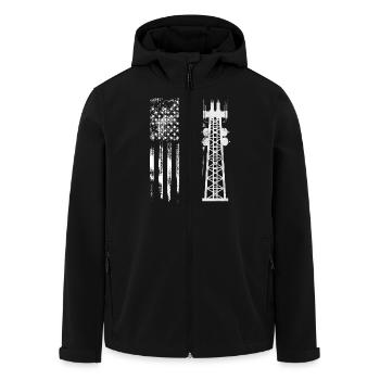 Patriotic Tower Climber Transmissionservie - Recycelte Männer Softshell-Jacke von Stanley/Stella - Schwarz - Vorne - AI Model Male 185 light (185cm)
