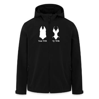 Représentation humoristique épouse comparaison - Veste softshell homme en polyester recyclé Stanley/Stella - noir - Devant - AI Model Male 185 light (185cm)