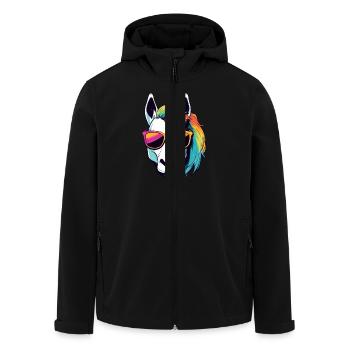 Unicorn Head Portrait - Men’s Recycled Softshell Jacket by Stanley/Stella - black - Front - AI Model Male 185 light (185cm)