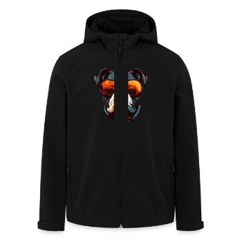 Bulldog Hund Kopf Porträt Cool - Recycelte Männer Softshell-Jacke von Stanley/Stella - Schwarz - Vorne - AI Model Male 185 light (185cm)