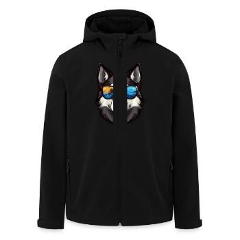 Husky Hund Kopf Porträt Cool - Recycelte Männer Softshell-Jacke von Stanley/Stella - Schwarz - Vorne - AI Model Male 185 light (185cm)