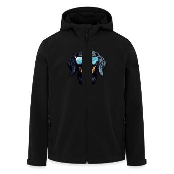 Dachshund Hund Kopf Porträt Dackel - Recycelte Männer Softshell-Jacke von Stanley/Stella - Schwarz - Vorne - AI Model Male 185 light (185cm)