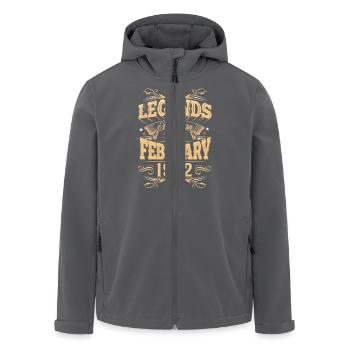 Légende de l’anniversaire de février 1982 - Veste softshell homme en polyester recyclé Stanley/Stella - charbon - Devant - AI Model Male 185 light (185cm)