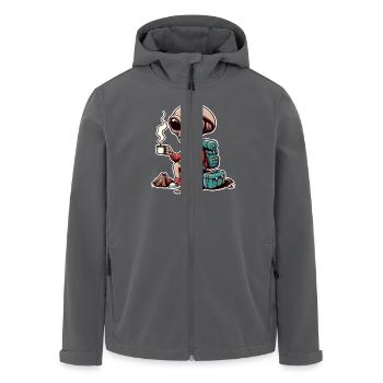 Hiking Alien Coffee Mountains - Men’s Recycled Softshell Jacket by Stanley/Stella - anthracite - Front - AI Model Male 185 light (185cm)