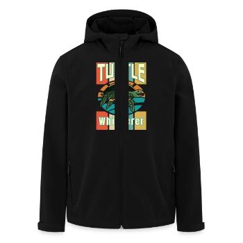 Turtle Whisperer, Tierliebhaber, Schildkröte - Recycelte Männer Softshell-Jacke von Stanley/Stella - Schwarz - Vorne - AI Model Male 185 light (185cm)