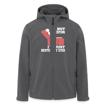 Relaxed moment: Eyes simply rest - Men’s Recycled Softshell Jacket by Stanley/Stella - anthracite - Front - AI Model Male 185 light (185cm)