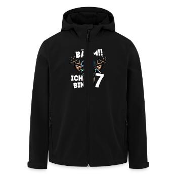 BÄÄM Ich Bin 7 Geburtstag Hirsch Geburtstagsdeko - Recycelte Männer Softshell-Jacke von Stanley/Stella - Schwarz - Vorne - AI Model Male 185 light (185cm)