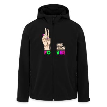 Same Fingers Forever Statement for Friendship - Men’s Recycled Softshell Jacket by Stanley/Stella - black - Front - AI Model Male 185 light (185cm)