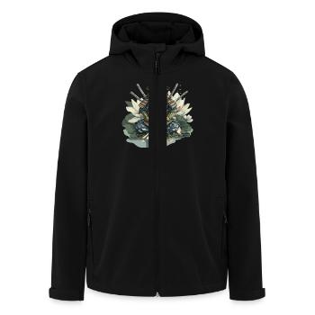 Frog Samurai: Warrior of the Water Lily - Men’s Recycled Softshell Jacket by Stanley/Stella - black - Front - AI Model Male 185 light (185cm)