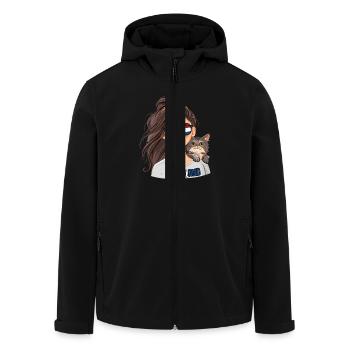 Niederlande Fan Girl mit Katze - Recycelte Männer Softshell-Jacke von Stanley/Stella - Schwarz - Vorne - AI Model Male 185 light (185cm)