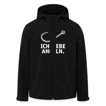 Angler Outfit ICH LIEBE ANGELN Lustiges Angeln - Recycelte Männer Softshell-Jacke von Stanley/Stella - Schwarz - Vorne - AI Model Male 185 light (185cm)