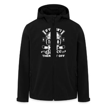 Hockey Funny Hockey - Men’s Recycled Softshell Jacket by Stanley/Stella - black - Front - AI Model Male 185 light (185cm)