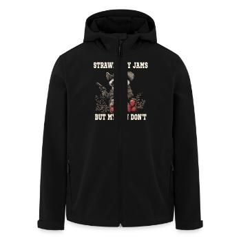 Strawberry Jams But My Gun Don't Funnier - Men’s Recycled Softshell Jacket by Stanley/Stella - black - Front - AI Model Male 185 light (185cm)