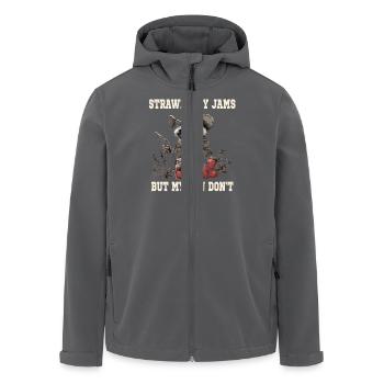 Strawberry Jams But My Gun Don't Funnier - Men’s Recycled Softshell Jacket by Stanley/Stella - anthracite - Front - AI Model Male 185 light (185cm)