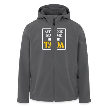 After God Made Me He Said Ta Da Humorous Saying - Men’s Recycled Softshell Jacket by Stanley/Stella - black - Front - AI Model Male 185 light (185cm)