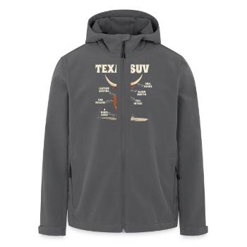 Texas SUV Lustiger Stier Cartoon mit Witzigen - Recycelte Männer Softshell-Jacke von Stanley/Stella - Anthrazit - Vorne - AI Model Male 185 light (185cm)